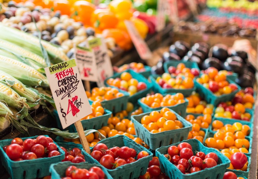 Fresh vegetables displayed at a neighborhood market